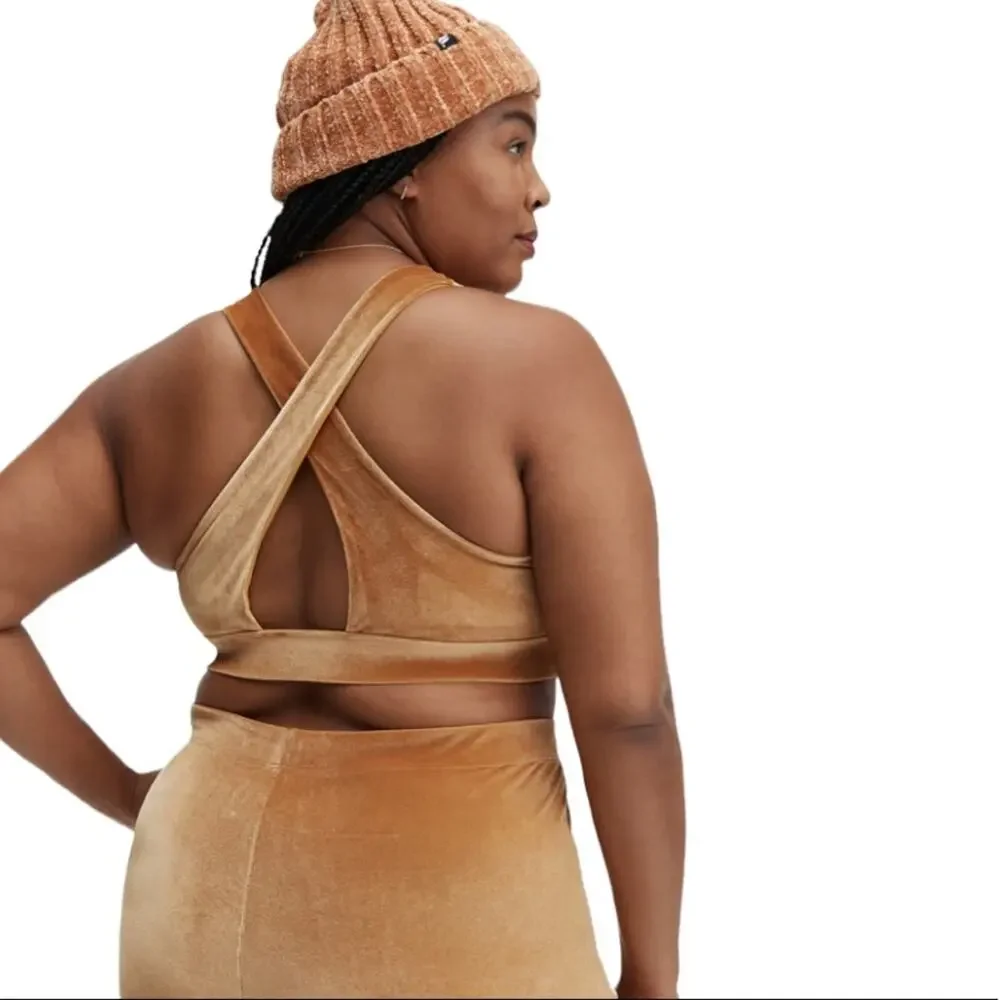 Fabletics Oasis Twist Velour Sports Bra In Light Honey Size XL New With Tags